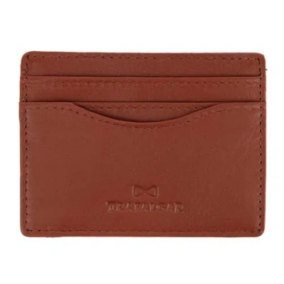 Trafalgar Orion Curved Side Slot Leather Card Case In Brown