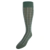 Trafalgar Oscar Windowpane Merino Wool Mid-calf Socks In Green With Black And Cream