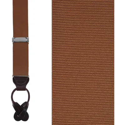 Trafalgar Phoenix 38mm Grosgrain Non Stretch Ribbon Button End Suspenders In Brown
