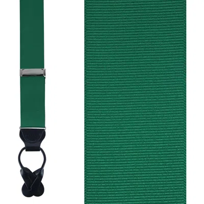 Trafalgar Phoenix 38mm Grosgrain Non Stretch Ribbon Button End Suspenders In Dark Green