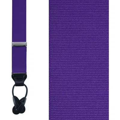 Trafalgar Phoenix 38mm Grosgrain Non Stretch Ribbon Button End Suspenders In Deep Purple
