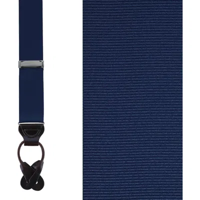 Trafalgar Phoenix 38mm Grosgrain Non Stretch Ribbon Button End Suspenders In Navy
