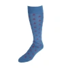 Trafalgar Pirate's Skull & Crossbones Pima Cotton Over The Calf Novelty Dress Sock In Blue