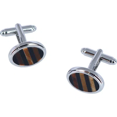 Trafalgar Raja The Tiger Eye Cufflinks In Silver