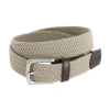 Trafalgar Big & Tall Riverside Solid Stretch Weave Belt In Khaki