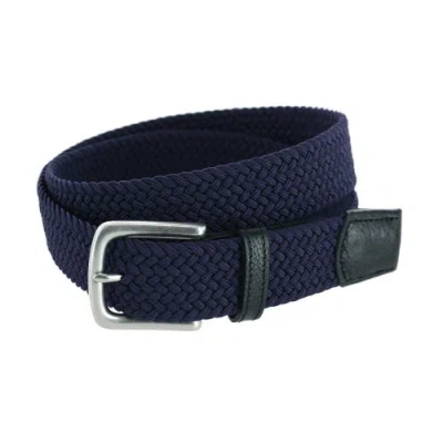 Trafalgar Men's Riverside Woven Rayon Leather Belt In Navy