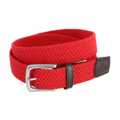 Trafalgar Men's Riverside Woven Rayon Leather Belt In Red