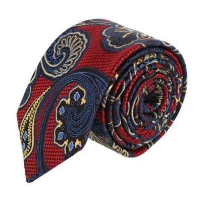 Trafalgar Roman Exploded Paisley Stately Silk Necktie In Red