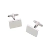 Trafalgar Rooney Rectangle Brass Engravable Cufflinks In Silver