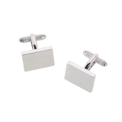 Trafalgar Rooney Rectangle Brass Engravable Cufflinks In Silver