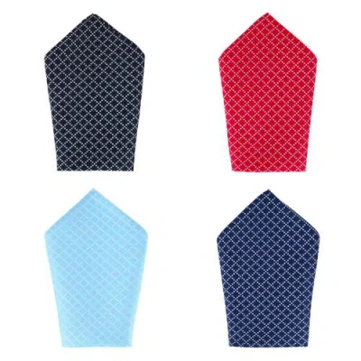 Trafalgar Rowan Geometric Pattern 12 X 12 Silk Pocket Square Set In Multi