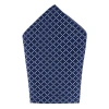 Trafalgar Rowan Geometric Pattern 12x12 Silk Pocket Square In Navy