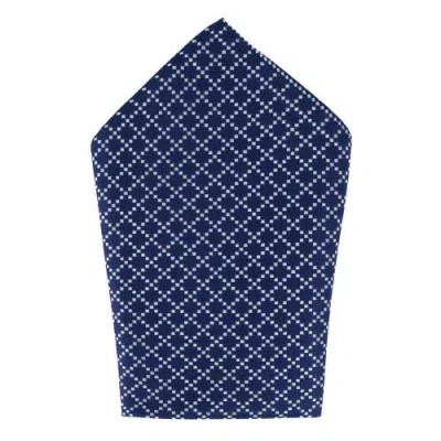 Trafalgar Rowan Geometric Pattern 12x12 Silk Pocket Square In Navy