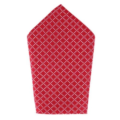 Trafalgar Rowan Geometric Pattern 12x12 Silk Pocket Square In Red