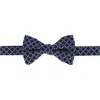 Trafalgar Rowan Geometric Pattern Silk Bow Tie In Navy