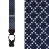 Trafalgar Rowan Geometric Pattern Silk Button End Suspenders In Navy