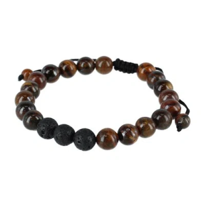 Trafalgar Ryder Wood Look Bead Adjustable Bracelet In Brown