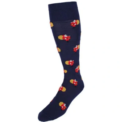 Trafalgar Santa's Delivery Novelty Over The Calf Mercerized Cotton Sock In Blue