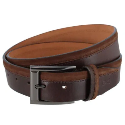 Trafalgar Santiago Mixed Geniune Leather Stitched 38mm Casual Belt In Brown