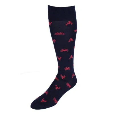 Trafalgar Sea Life Ahoy Over The Calf Pima Cotton Novelty Dress Socks In Blue