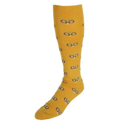 Trafalgar See You At The Club Racquet Ball Over The Calf Novelty Dress Sock In Yellow