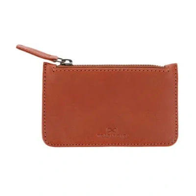 Trafalgar Sergio Front Pocket Leather Zipper Pouch In Tan
