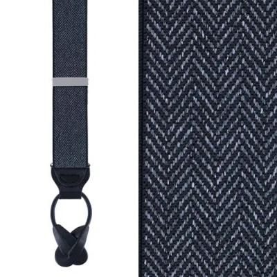 Trafalgar Silas Classic Herringbone Elastic Button End Suspenders In Black