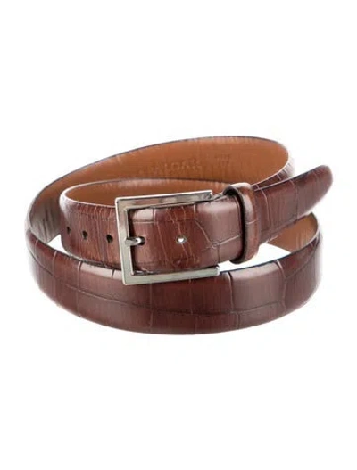 Pre-owned Trafalgar Skinny Embossed Leather Belt In Brown
