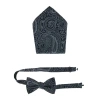 Trafalgar Sobee Paisley Silk Bow Tie & Pocket Square Set In Black