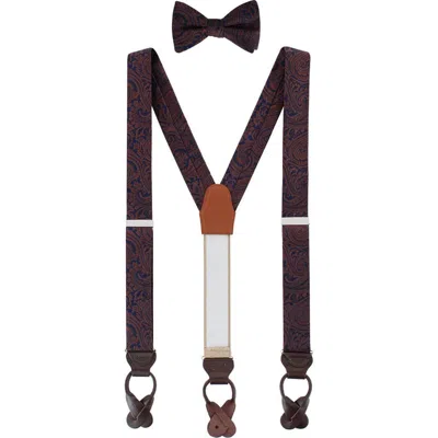 Trafalgar Sobee Paisley Silk Brace And Bow Tie Set In Multi