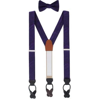 Trafalgar Sobee Paisley Silk Brace And Bow Tie Set In Multi