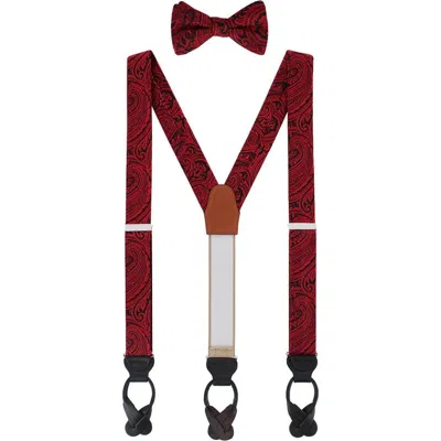 Trafalgar Sobee Paisley Silk Brace And Bow Tie Set In Multi