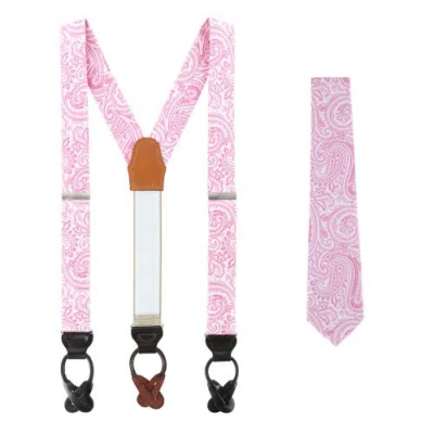 Trafalgar Sobee Paisley Silk Brace And Necktie In Pink