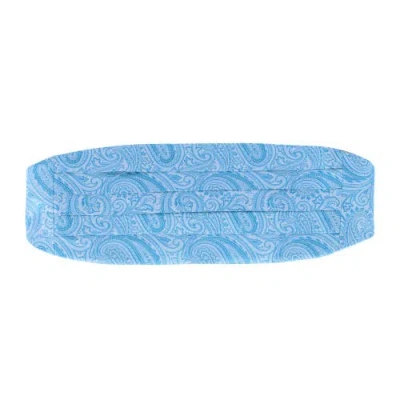 Trafalgar Sobee Paisley Silk Cummerbund In Light Blue Paisley