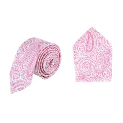 Trafalgar Sobee Paisley Silk Necktie And Pocket Square In Pink