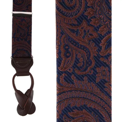 Trafalgar Sobee Silk Button End Suspenders In Brown