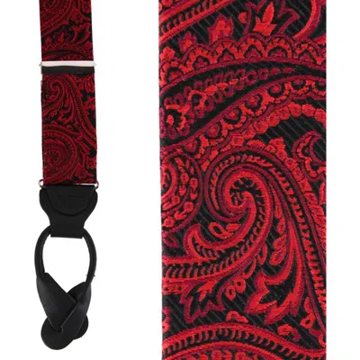 Trafalgar Sobee Silk Button End Suspenders In Red