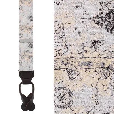 Trafalgar Sparrow's Bounty Treasure Map Silk Button End Suspenders (braces) In Gray