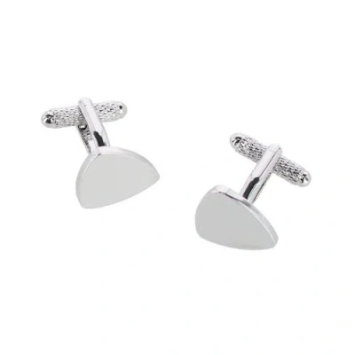 Trafalgar Stefano Shield Brass Engravable Cufflinks In Silver