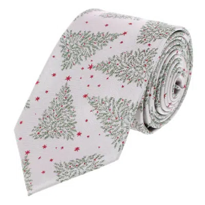Trafalgar Sterling Modern Christmas Tree Novelty Holiday Necktie In Pink