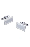 Trafalgar Sterling Silver Rectangle Engine Turned Cufflinks In Silver