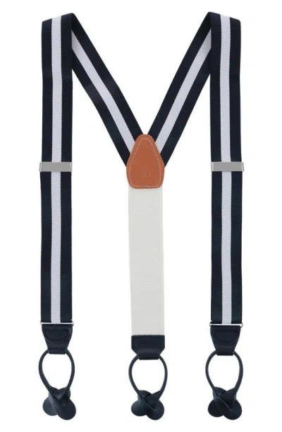 Trafalgar Stripe Nylon Suspenders In Black