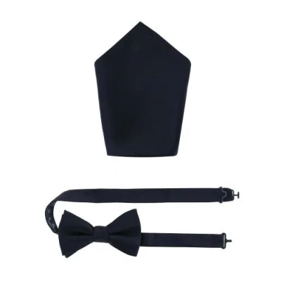 Trafalgar Sutton Solid Color Silk Bowtie And Pocket Square Combo In Black