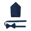 Trafalgar Sutton Solid Color Silk Bowtie And Pocket Square Combo In Navy