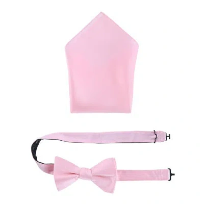 Trafalgar Sutton Solid Color Silk Bowtie And Pocket Square Combo In Pink