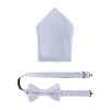 Trafalgar Sutton Solid Color Silk Bowtie And Pocket Square Combo In Silver