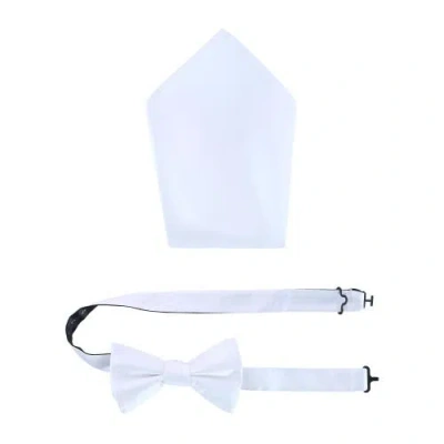 Trafalgar Sutton Solid Colour Silk Bowtie And Pocket Square Combo In White