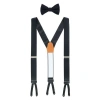 Trafalgar Sutton Solid Color Silk Brace And Bow Tie Combo In Black