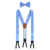 Trafalgar Sutton Solid Color Silk Brace And Bow Tie Combo In Light Blue