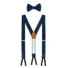 Trafalgar Sutton Solid Color Silk Brace And Bow Tie Combo In Navy